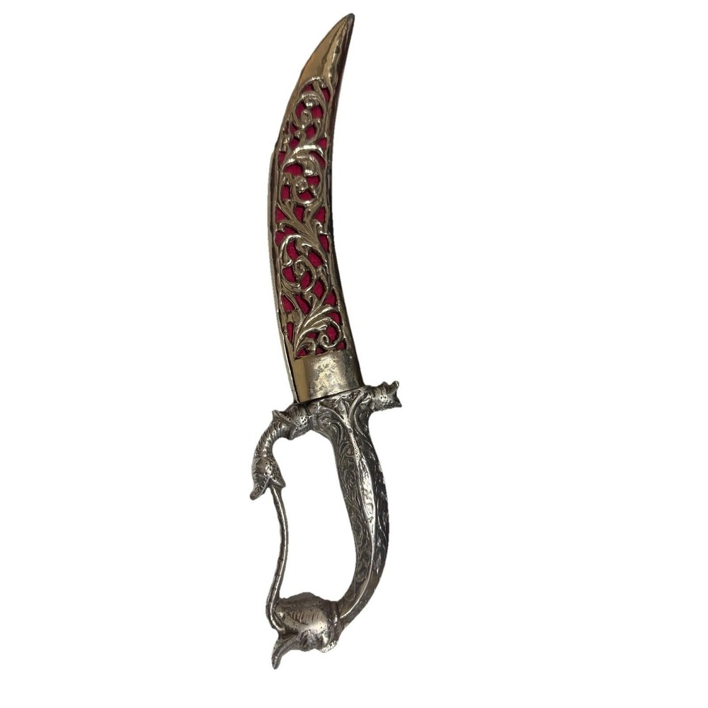 Vintage Dragon Grip Indo Persian‎ Mughal Dagger Knife + Scabbard, Nice